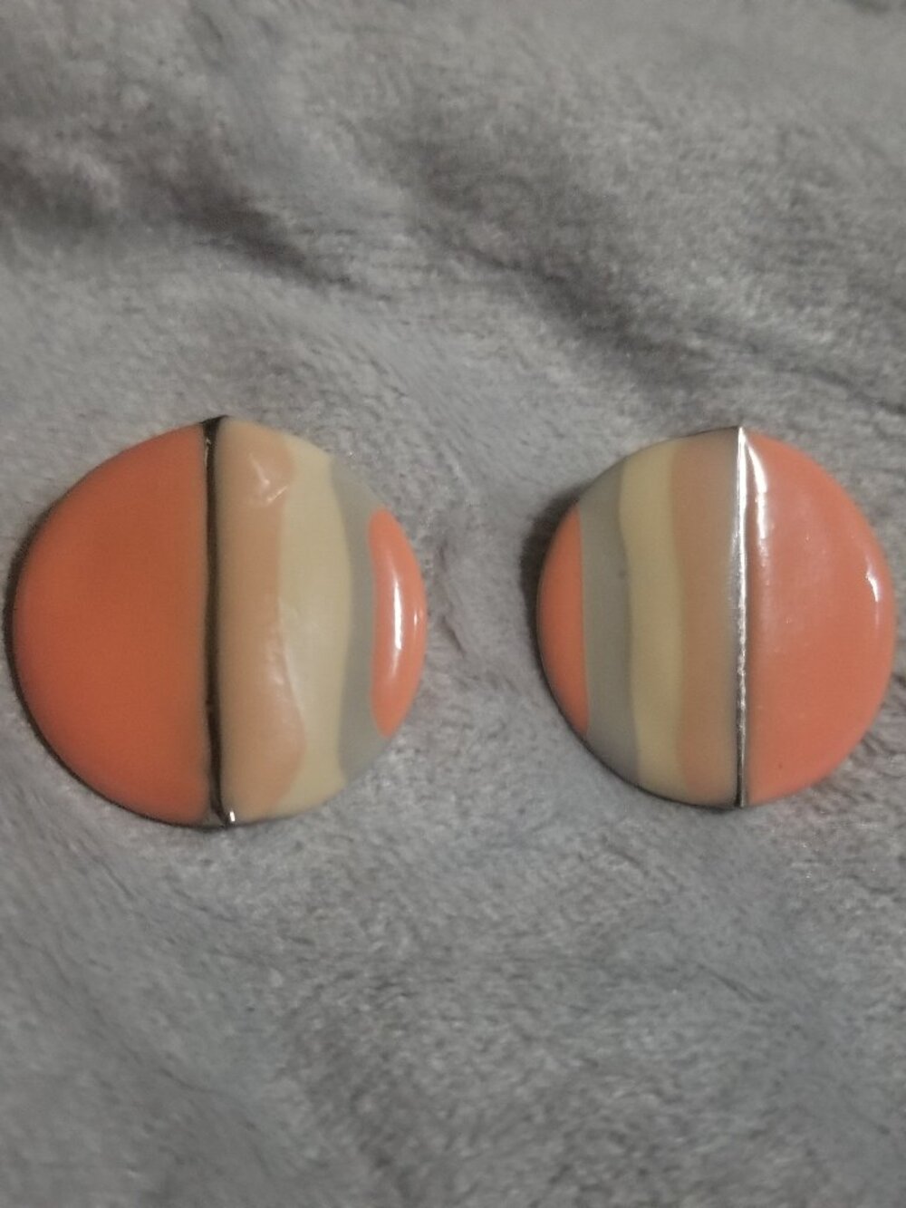 Metal and enamel Vintage Pierced Earrings